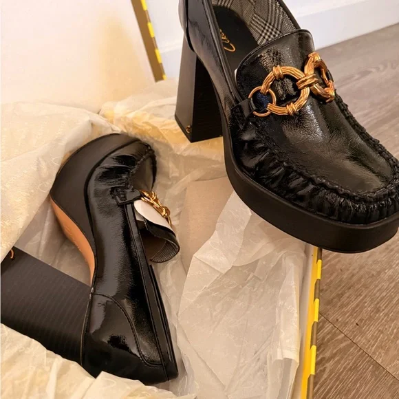 Circus by Sam Edelman ‘Susie’ Chunky Platform Loafers with Gold Chain - Picture 3 of 4